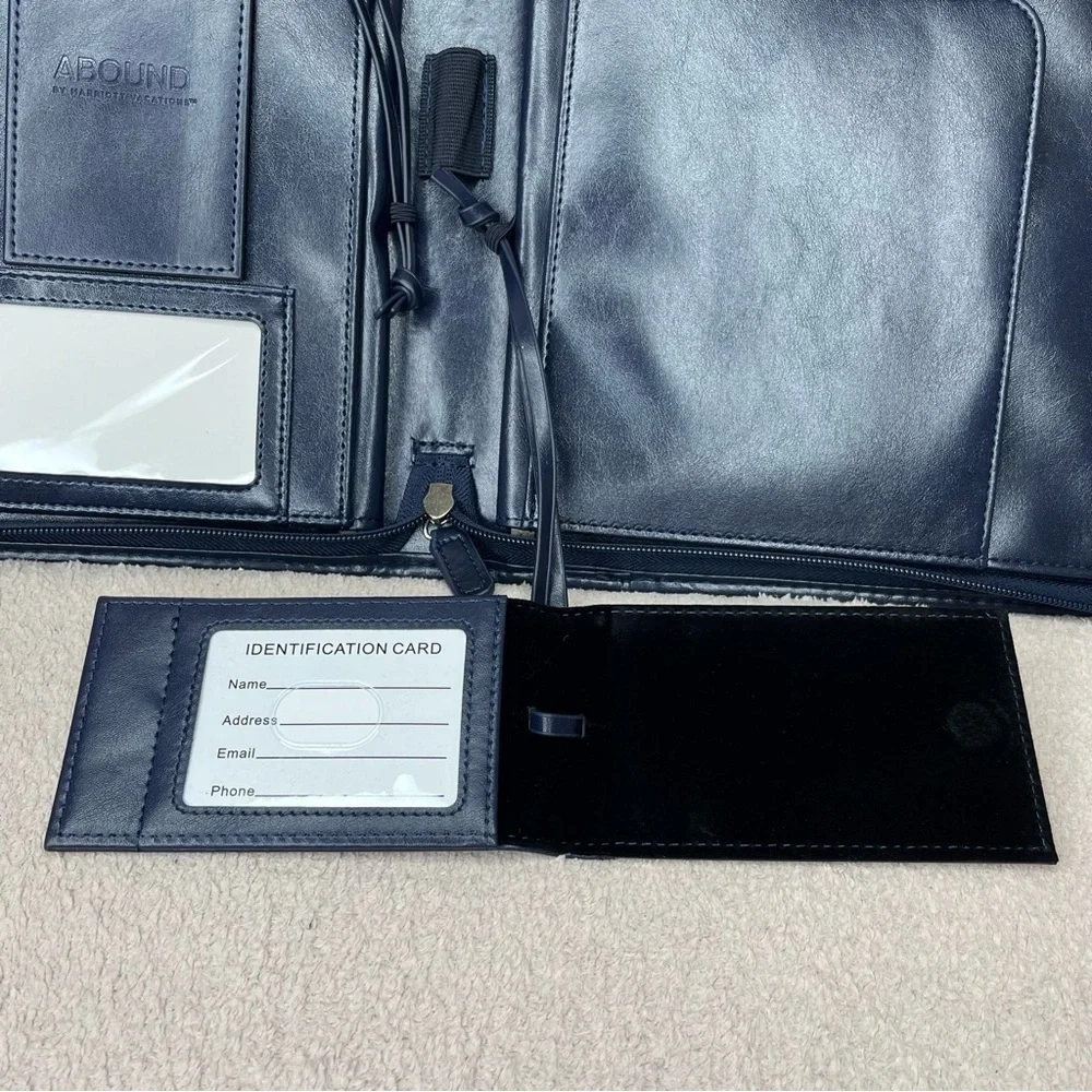 Abound by Marriott Canvas/Leather Concierge Organizer Folder Binder-Navy/Cream